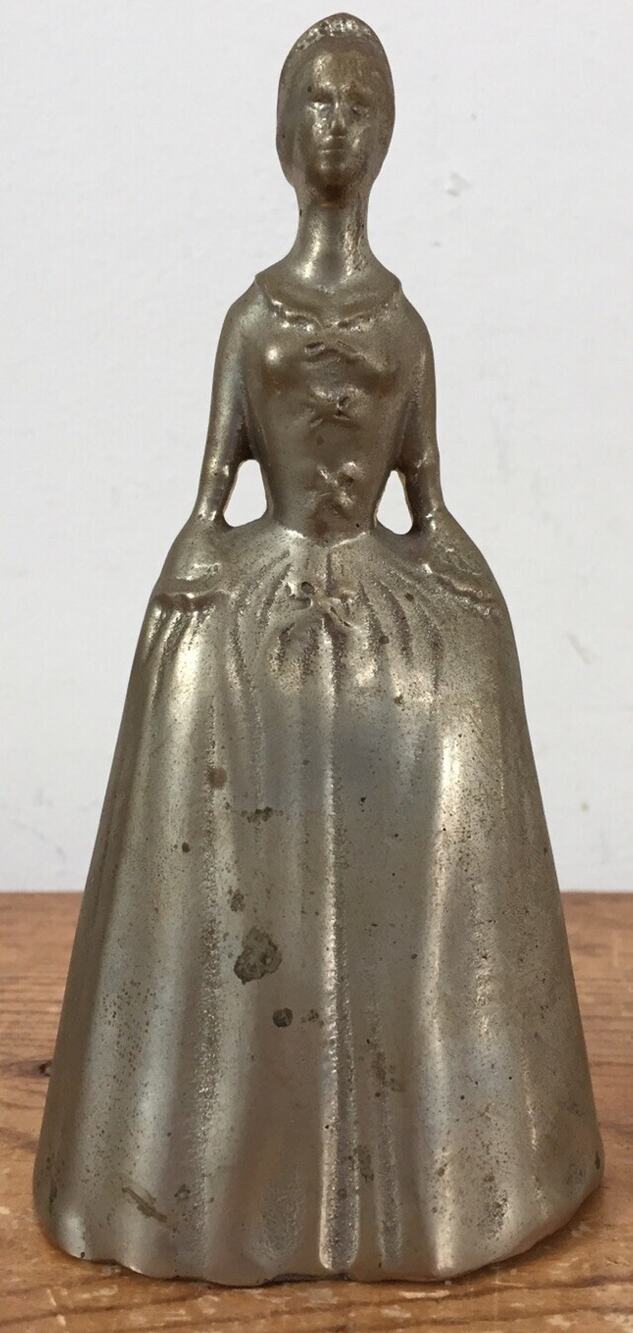 Vtg Virginia Metalcrafters Brass Colonial Williamsburg Figural Lady Table Bell